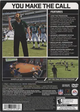 NFL Head Coach box cover back